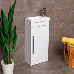 Plum&clay Novela Gloss White Floorstanding Cloakroom Vanity Unit (W)400mm - thumbnail 4
