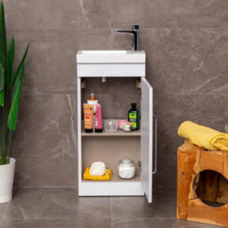 Plum&clay Novela Gloss White Floorstanding Cloakroom Vanity Unit (W)400mm - thumbnail 6
