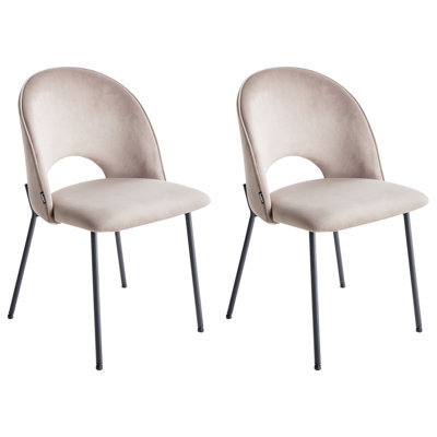 Beliani Set Of 2 Dining Chairs Covelo Velvet Taupe - image 1