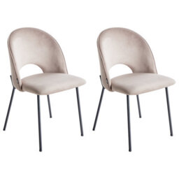 Beliani Set Of 2 Dining Chairs Covelo Velvet Taupe