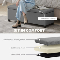 Wyld Haus Bami Rimi Corduroy Grey Large Rectangular Storage Ottoman 112 X 42 X 40 Cm - thumbnail 6