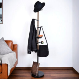 GardenSkill Coat Stand & Clothes Hanging Rack 1.7M H Freestanding Hat Hanger Umbrella Holder Hall Tree Bag Home Office Organiser - thumbnail 1