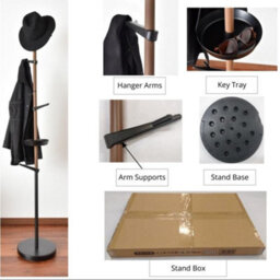GardenSkill Coat Stand & Clothes Hanging Rack 1.7M H Freestanding Hat Hanger Umbrella Holder Hall Tree Bag Home Office Organiser - thumbnail 5