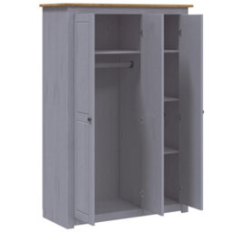 Berkfield 3-Door Wardrobe Grey 118X50X171.5 Cm Pine Panama Range - thumbnail 5