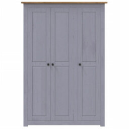 Berkfield 3-Door Wardrobe Grey 118X50X171.5 Cm Pine Panama Range - thumbnail 4
