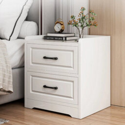 2Drawer White Bedside Cabinet Nightstand Bedroom Storage Furniture Side Table - thumbnail 3