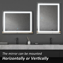 kleankin 70x50cm LED Bathroom Mirror Wall Mounted Vanity Light w/ Touch Switch - thumbnail 3