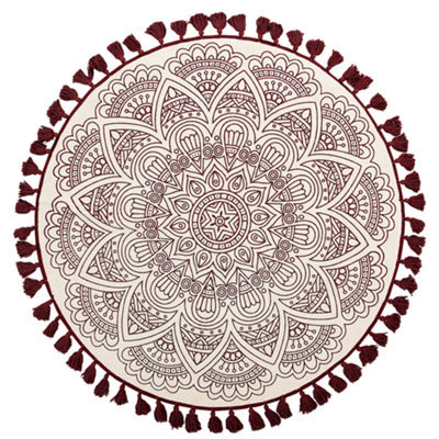 Beliani Round Cotton Area Rug Mandala Pattern 120 Cm Cream And Red Ayakli - image 1