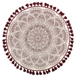 Beliani Round Cotton Area Rug Mandala Pattern 120 Cm Cream And Red Ayakli - thumbnail 4