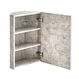 Homestylestore 450 X 650mm Concrete Grey Wall Mounted Corner Mirrored Door Bathroom Cabinet - thumbnail 2