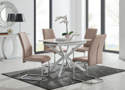 Furniturebox Uk Lira 100 Extending Dining Table And 4 Cappuccino Lorenzo Chairs - thumbnail 1