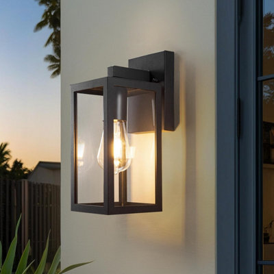 Yaolon Outdoor Wall Lights, Aluminum Outside Light Mains Powered With Clear Glass Shade, Ip 54, E 27 Max 60 W For Porch