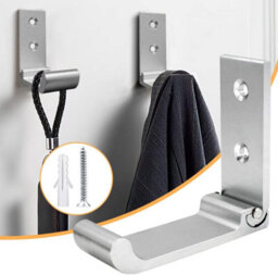4-Piece Set, Silver, Foldable Wall Hooks, Mount For Office - thumbnail 3