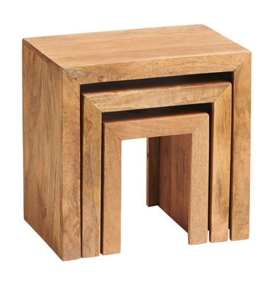 Buttercup Farm Toko Light Mango Nest Of 3 Tables - Solid Mango Wood - L30 X W46 X H46 Cm - image 1