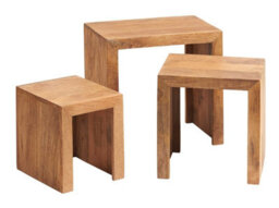 Buttercup Farm Toko Light Mango Nest Of 3 Tables - Solid Mango Wood - L30 X W46 X H46 Cm - thumbnail 4