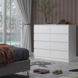 8 Drawer Chest Of Drawers Modern Bedroom Furniture Matt White - thumbnail 3