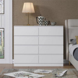 8 Drawer Chest Of Drawers Modern Bedroom Furniture Matt White - thumbnail 4