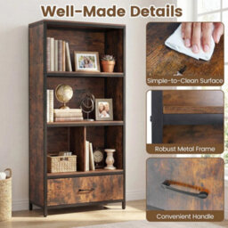 Wooden Open Display Cabinet Industrial Freestanding Bookcase - thumbnail 6