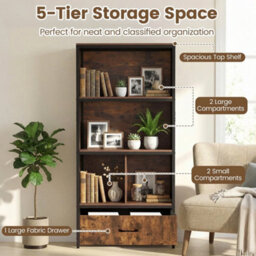 Wooden Open Display Cabinet Industrial Freestanding Bookcase - thumbnail 4