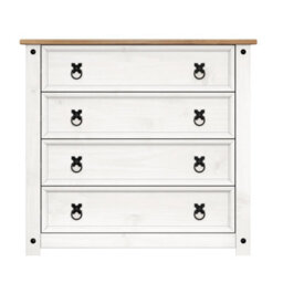 Mercers Furniture Corona White Small 4 Drawer Chest Of Drawers Solid Wood Pine Wooden Bedroom With Mexican Styling - thumbnail 3