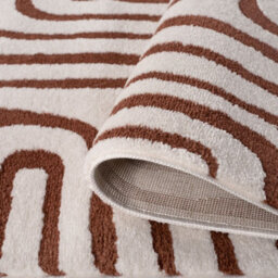 The Rugs Loft Terra And Ivory Curved Line Living Room Area Rug And Runners Soft Pile - thumbnail 6