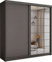Sliding Wardrobes 4 u LTD Modern Led Light Sliding Wardrobe - 200Cm/250Cm Bedroom Storage With Drawers, Shelves & Hanging Rails - Grey - thumbnail 2