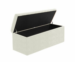 150Cm Large Plain Safar Storage Ottoman Box, Cream Plush Velvet Upholstered Deep Storage Ottoman End Of Bed Bench - thumbnail 5