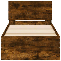 Berkfield Bed Frame Without Mattress With Headboard Smoked Oak 75X190 Cm Small Single - thumbnail 5