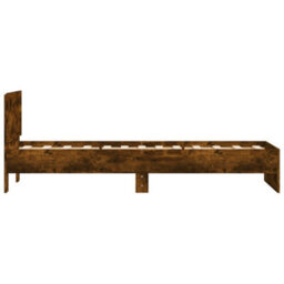 Berkfield Bed Frame Without Mattress With Headboard Smoked Oak 75X190 Cm Small Single - thumbnail 6