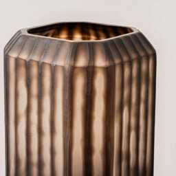 Vanity Living 27.5Cm Pleated Coffee Brown Handmade Glass Vase For Living Room Home Décor - thumbnail 2