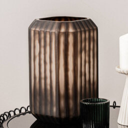 Vanity Living 27.5Cm Pleated Coffee Brown Handmade Glass Vase For Living Room Home Décor - thumbnail 1