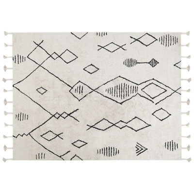 Beliani Rug Kebir Off-White 160 X 230 Cm Cotton - image 1