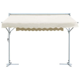 Walplus Free Standing Awning Garden Sun Shade Canopy Gazebo For Back Door, Porch, Patio 3X3 M Cream - thumbnail 2