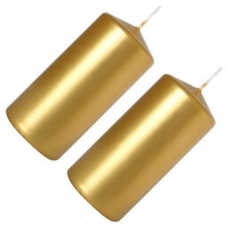 SolaDirect Pillar Candles, Pack Of 2, Unscented, Long Burning Time, 10 X 5 Cm / 4 X 2 In (Gold, Metallic) - thumbnail 8