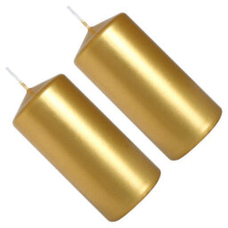 SolaDirect Pillar Candles, Pack Of 2, Unscented, Long Burning Time, 10 X 5 Cm / 4 X 2 In (Gold, Metallic) - thumbnail 6
