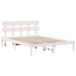 Berkfield Bed Frame With Headboard White 160X200 Cm Solid Wood Pine - thumbnail 2