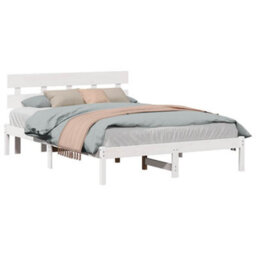 Berkfield Bed Frame With Headboard White 160X200 Cm Solid Wood Pine - thumbnail 3