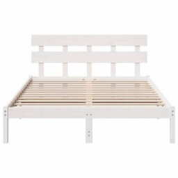 Berkfield Bed Frame With Headboard White 160X200 Cm Solid Wood Pine - thumbnail 6