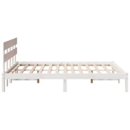 Berkfield Bed Frame With Headboard White 160X200 Cm Solid Wood Pine - thumbnail 7