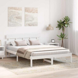 Berkfield Bed Frame With Headboard White 160X200 Cm Solid Wood Pine - thumbnail 5