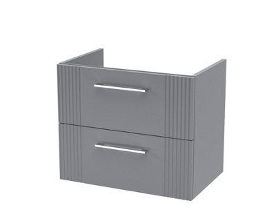 Hudson Reed Deco Wall Hung 2-Drawer Vanity Unit, Stylish Modern Vanity Unit In Bathroom With Bar Handle Design, Satin Grey - image 1