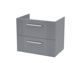 Hudson Reed Deco Wall Hung 2-Drawer Vanity Unit, Stylish Modern Vanity Unit In Bathroom With Bar Handle Design, Satin Grey - thumbnail 1