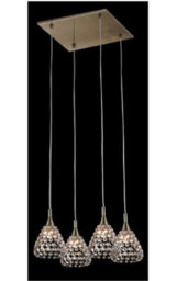 Luminosa Lighting Luminosa Simone 4 Light Antique Brass Ceiling Square Pendant Cluster Pendant Ceiling Light - thumbnail 1