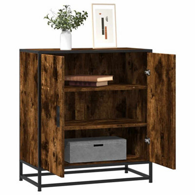 Walplus Sideboard Smoked Oak 68X35X76 Cm Engineered Wood And Metal - image 1