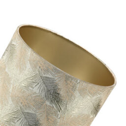 Happy Homewares Modern Floral Drum Lamp Shade With Shiny Gold And Silver Fern Leaves - thumbnail 3