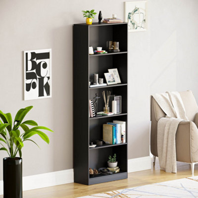Lassic Vida Designs Cambridge Black 5 Tier Extra Large Bookcase Freestanding Shelving Unit (H)1750mm (W)600mm (D)240mm - image 1