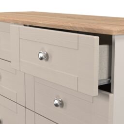 Santander Ready Assembled Matt Beige & Oak 6 Drawer Wide Chest (H)792mm (W)1117mm (D)414mm - thumbnail 3