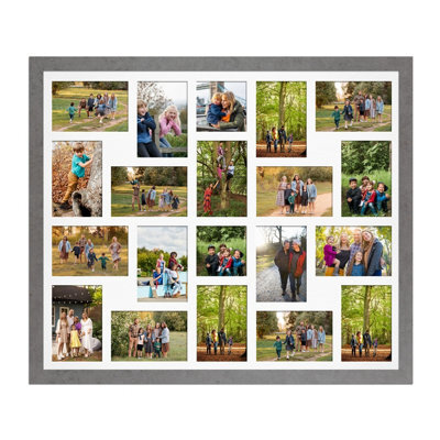 AK Frames 80X70Cm Marble Grey Modern Multi Photo Frame With White Mount - Holds 20 Apertures (18X) 6X4, (2X) 4X4 Photos - image 1