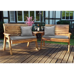 Marlborough Traditional Twin Bench Set Angled With 2 X Bench Cushion Grey, 2 X Scatter Cushion Grey & 2 X Standard Covers - thumbnail 1