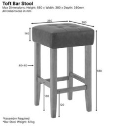 The Furniture Market Toft Natural Linen Fabric Kitchen Counter Bar Stool 68Cm Seat Height Tufted Cushion Natural Oak Colour Hardwood Legs - thumbnail 6